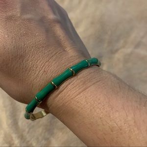 Green Enameled Bamboo Bangle Bracelet
